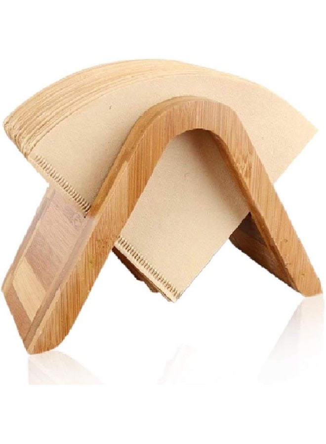 Hakeeta coffee filter holder of Bamboo, can hold 100pcs cone filters of 4-Sizes, for Home/Office/Cafe/Hotel, Coffee Paper Storage Rack - Image 1